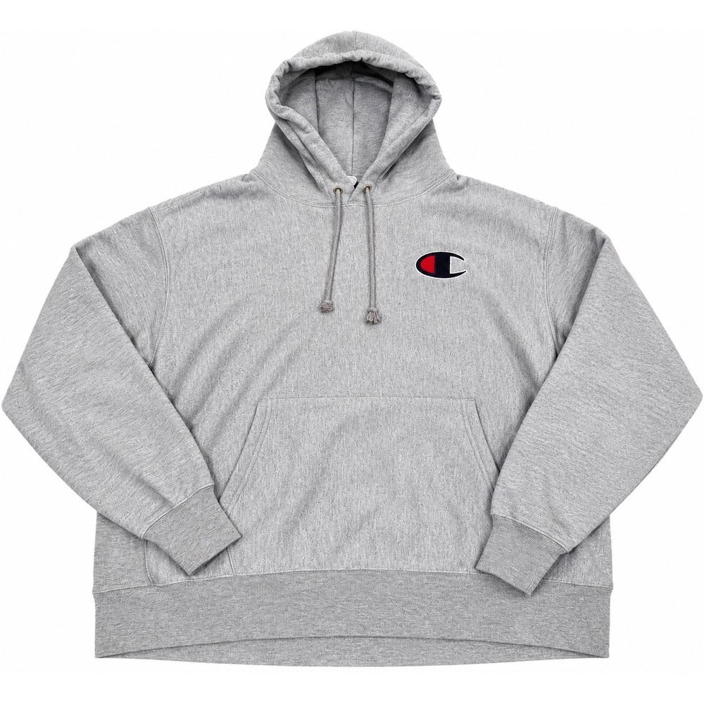 Vtg Champion Reverse Weave Hoodie Mens 3XL Gray Big Logo Pullover Sweatshirt